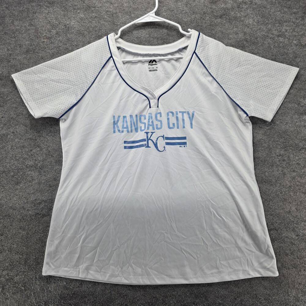 Kansas City Royals Jersey Womens XL White MLB Baseball Majestic Pullover